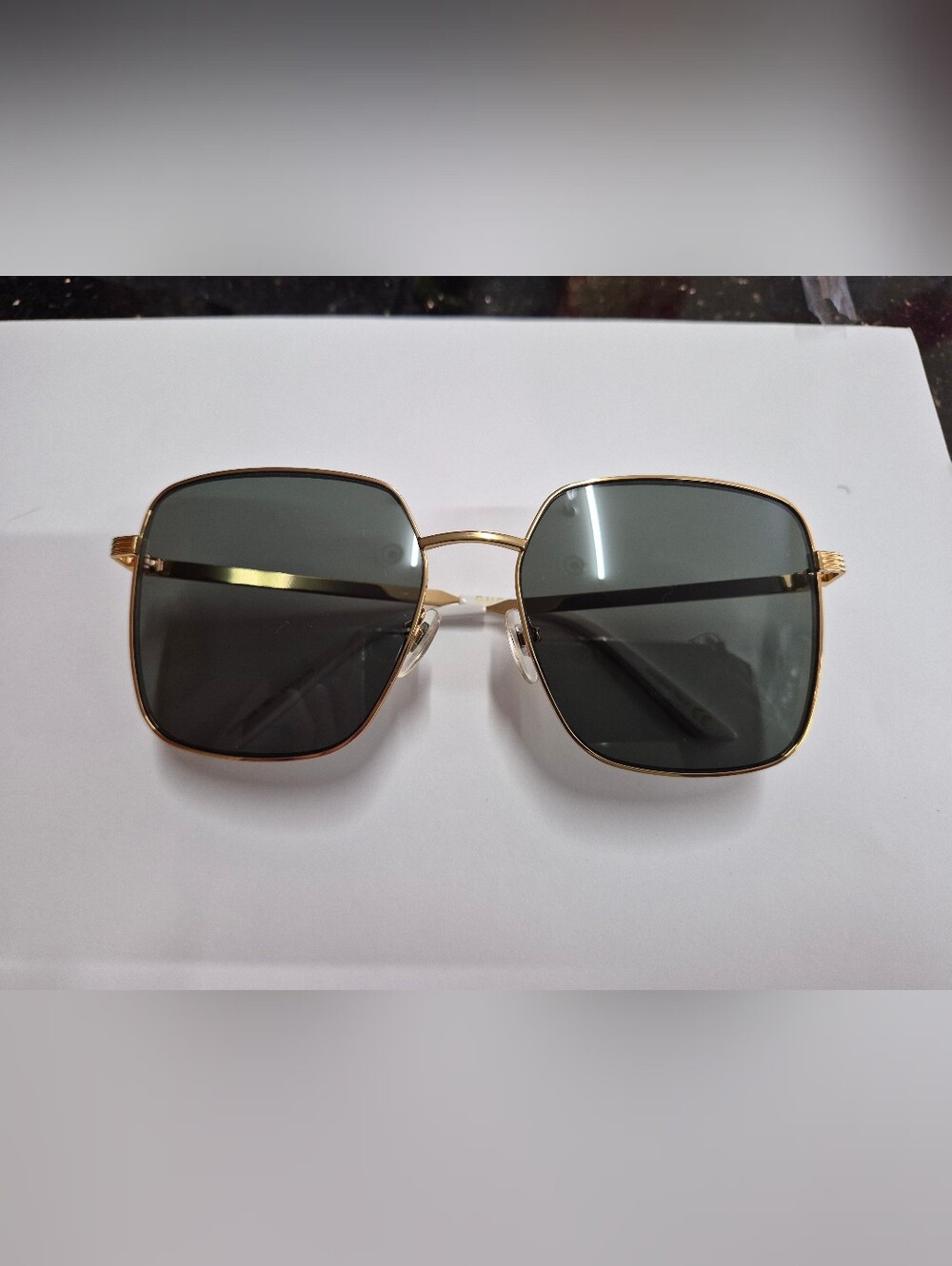 Gold Frame Sunglasses with Dark Green Lenses - Women's Accessory